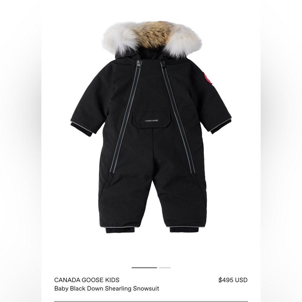 Canada Goose Baby Black Down Shearling Snowsuit
